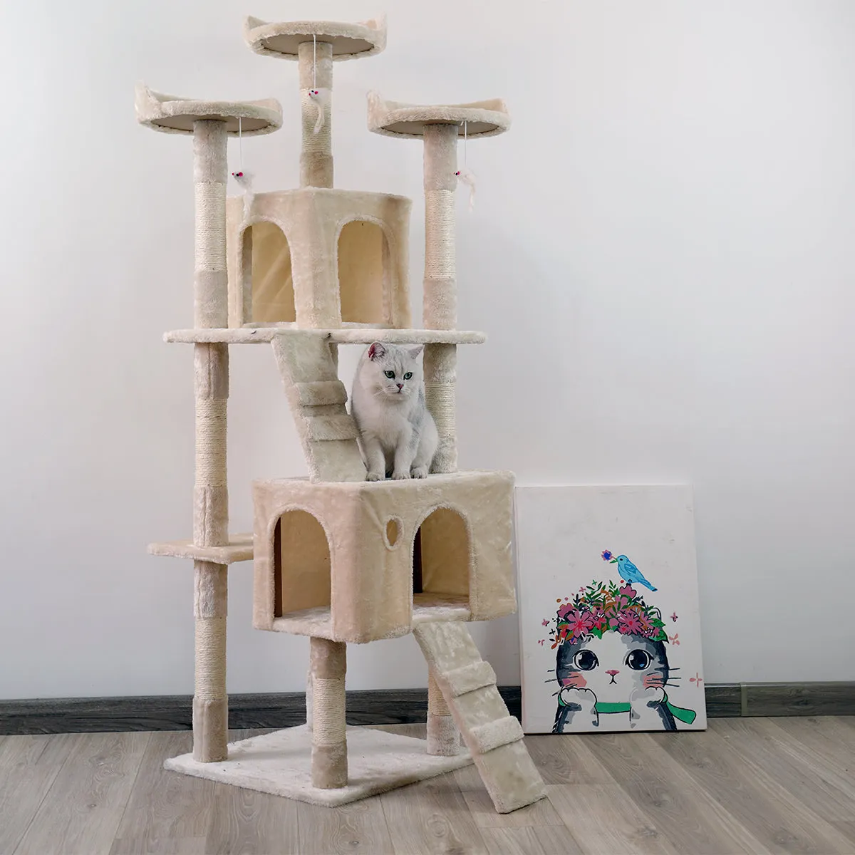 170cm Sturdy Multi-Level Cat Tree with Scratching Posts - Furtastic