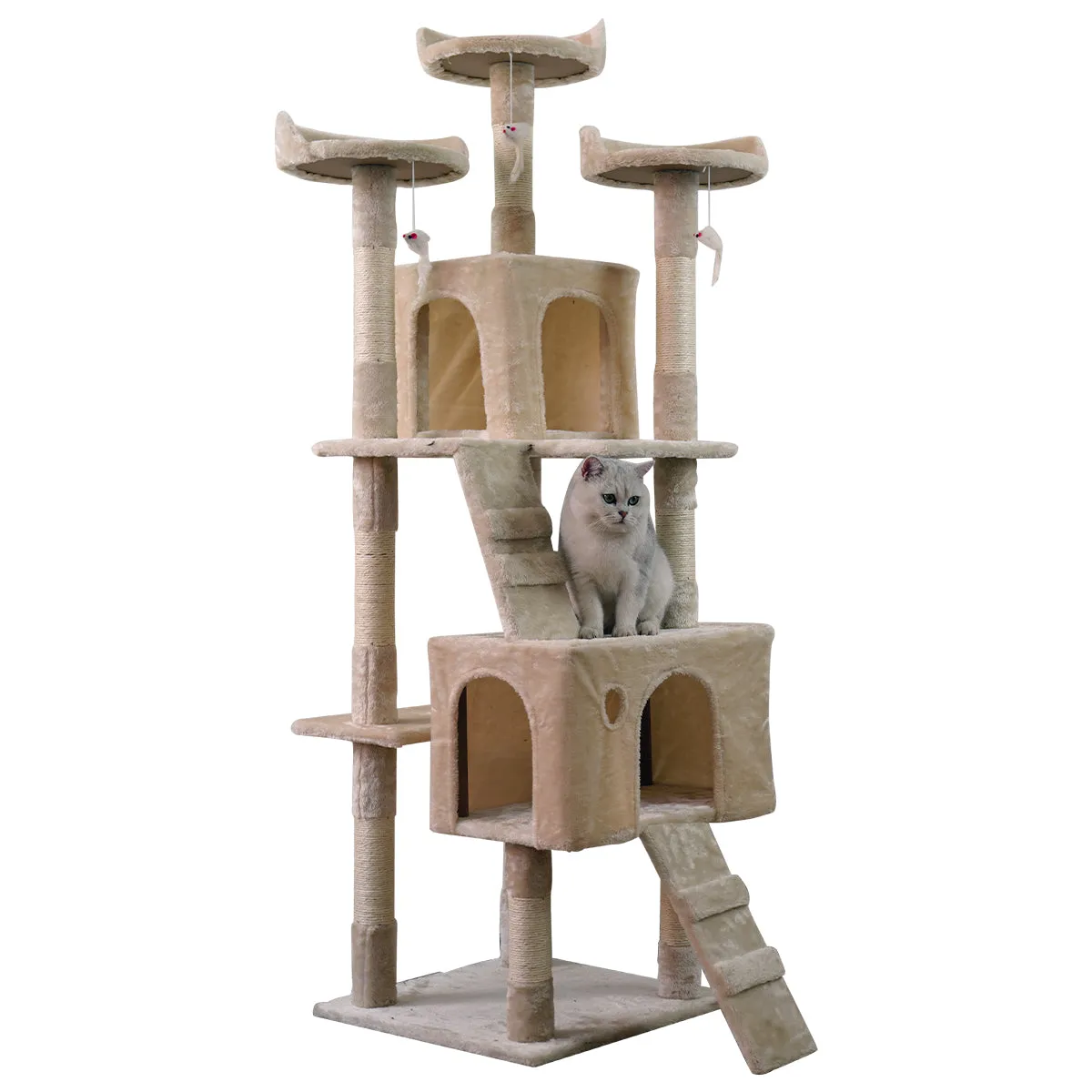 170cm Sturdy Multi-Level Cat Tree with Scratching Posts - Furtastic