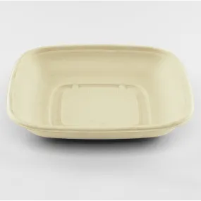 24oz PFAS Free Bagasse Square Bowl, Natural - 300 pcs