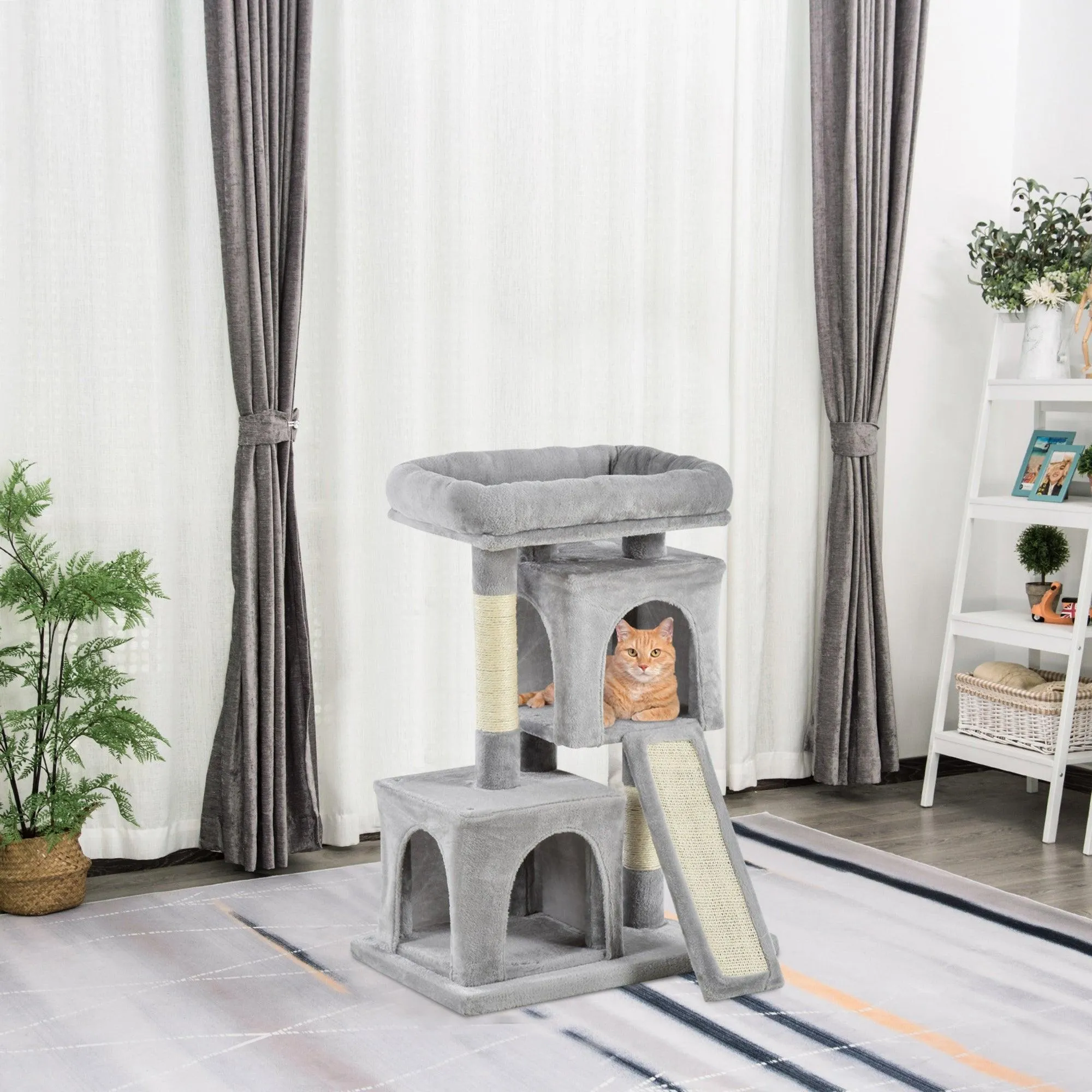 3-Tier Cat Leisure Tree, 83cm - Light Grey