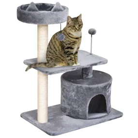 3-Tier Cat Tower w/ Hide-Away House, 81cm - Grey