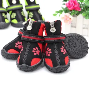 4pcs Pet Dog Shoes - Warm Winter Dog Shoes - Reflective Pet Rain Snow Boots - Non-slip Dog Shoe for Small and Large Dogs