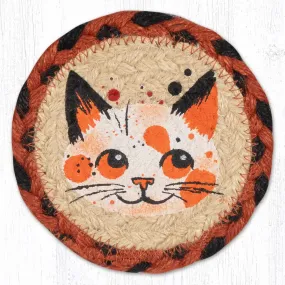 5" Jute Coaster Kitty Face