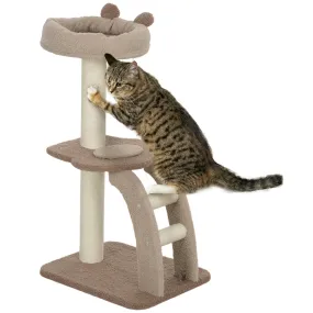 88cm Cat Tee for Indoor Cats, Cat Tower with Scratching Post, Brown