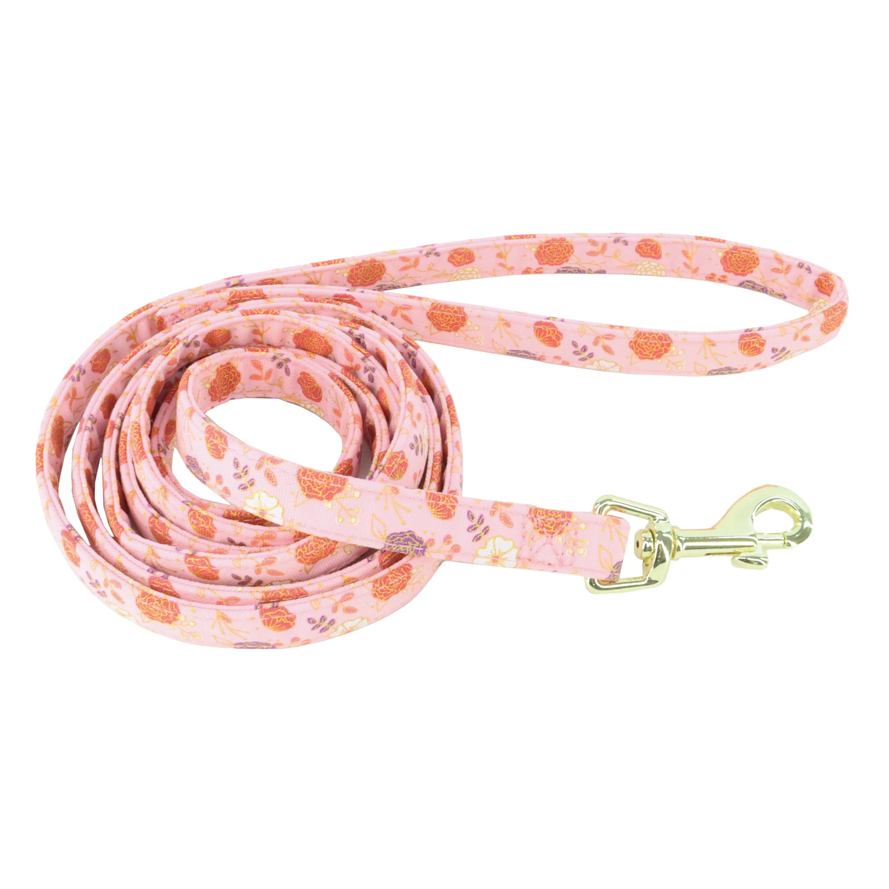 Accent Metallic Dog Leash Pink Floral 5/8 x 6 '