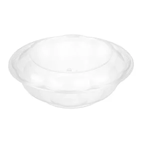 CCF 64OZ PET Plastic Rose Salad Bowl & Lids - 100 Sets/Case