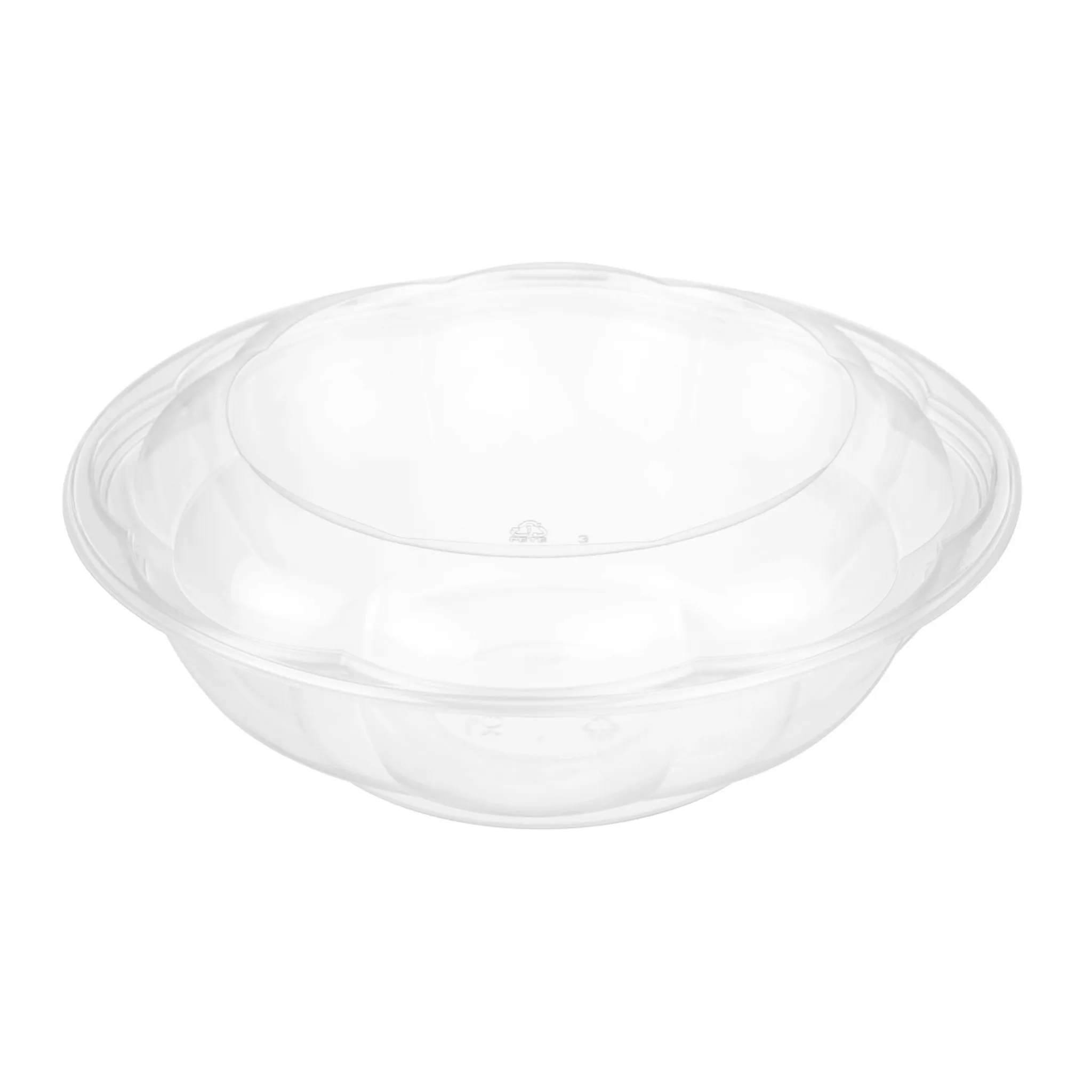 CCF 64OZ PET Plastic Rose Salad Bowl & Lids - 100 Sets/Case