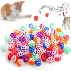 Colorful Plastic Cat Toy Balls with Jingle Bells - Pack of 6/100