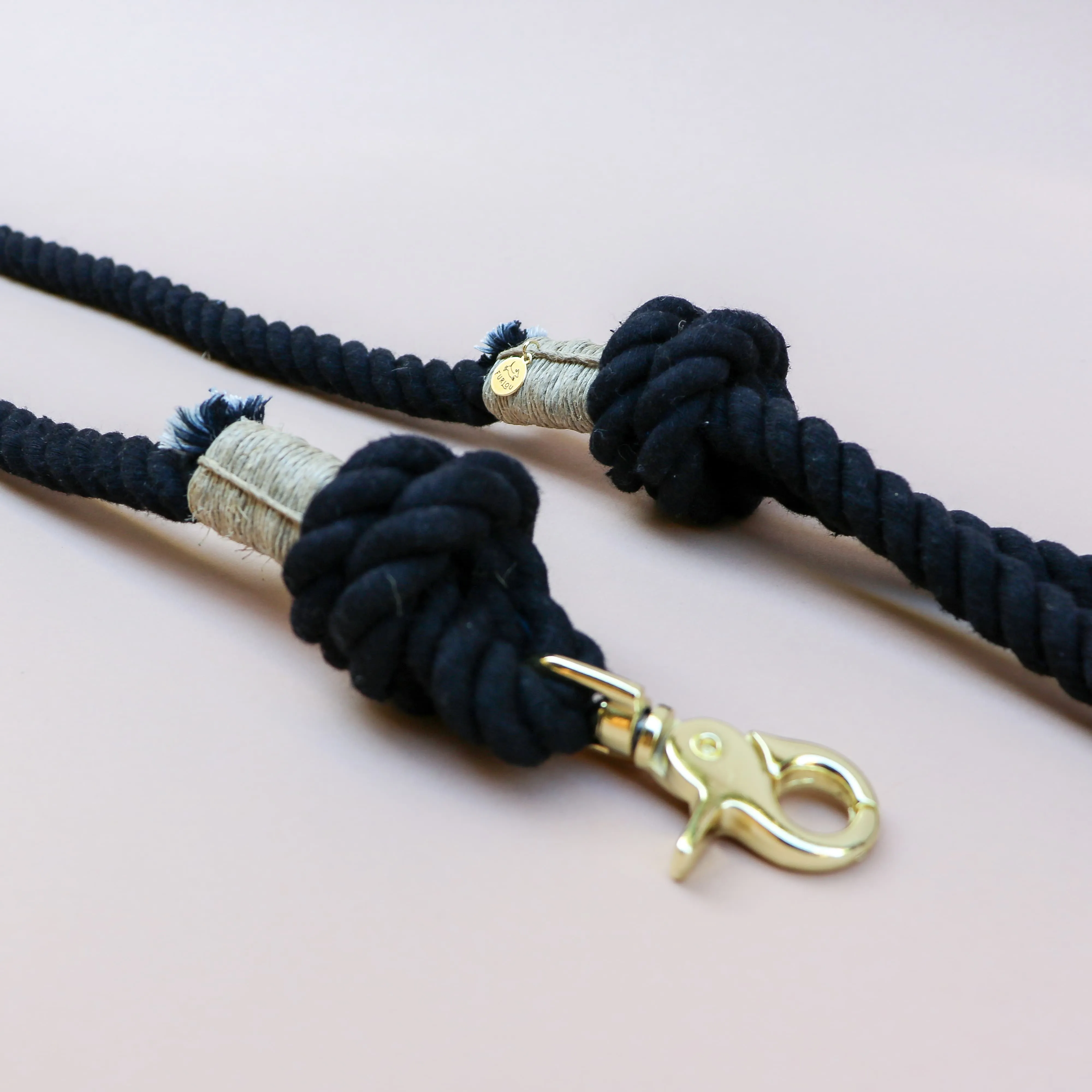 cotton rope leash - midnight black