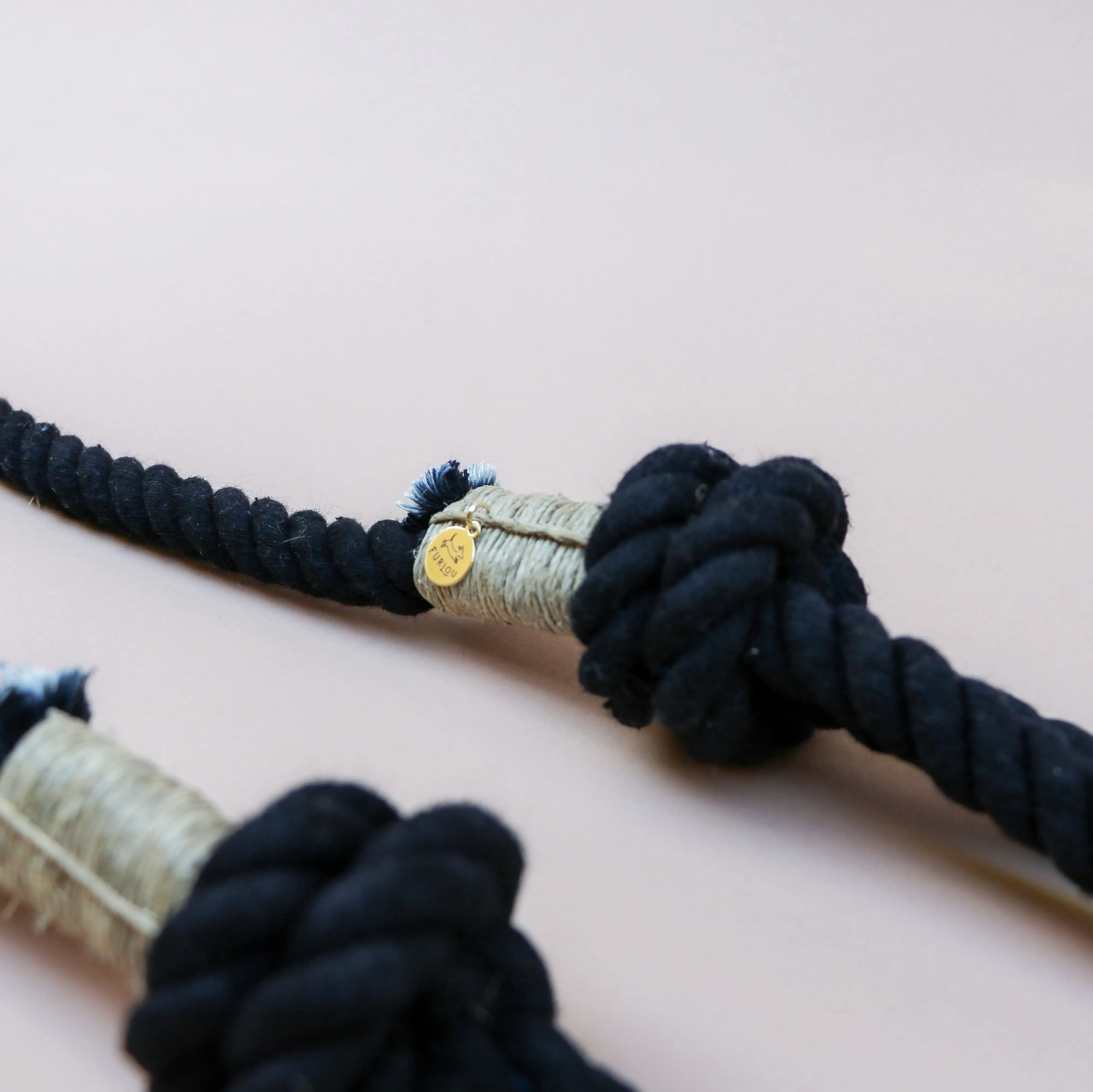 cotton rope leash - midnight black