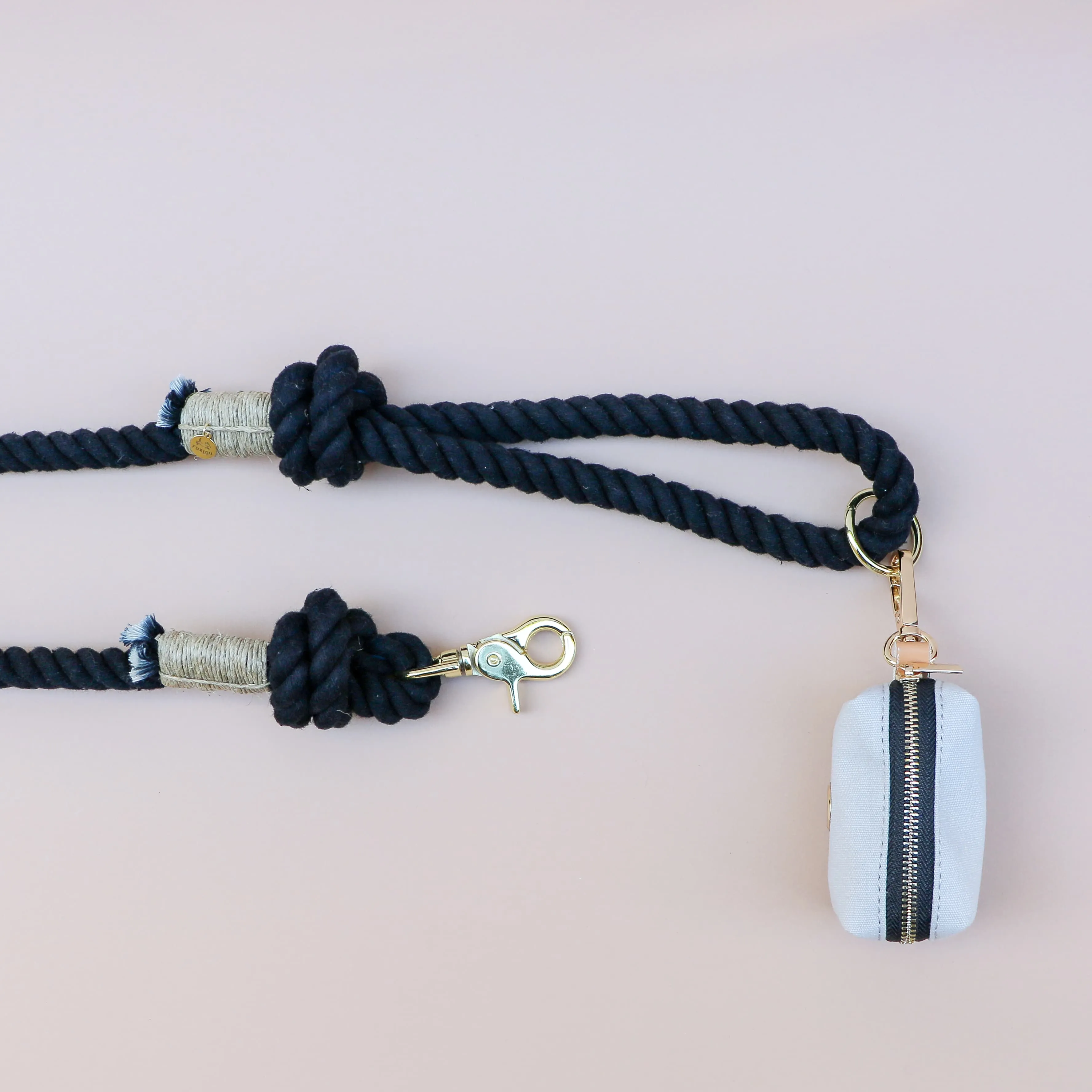 cotton rope leash - midnight black