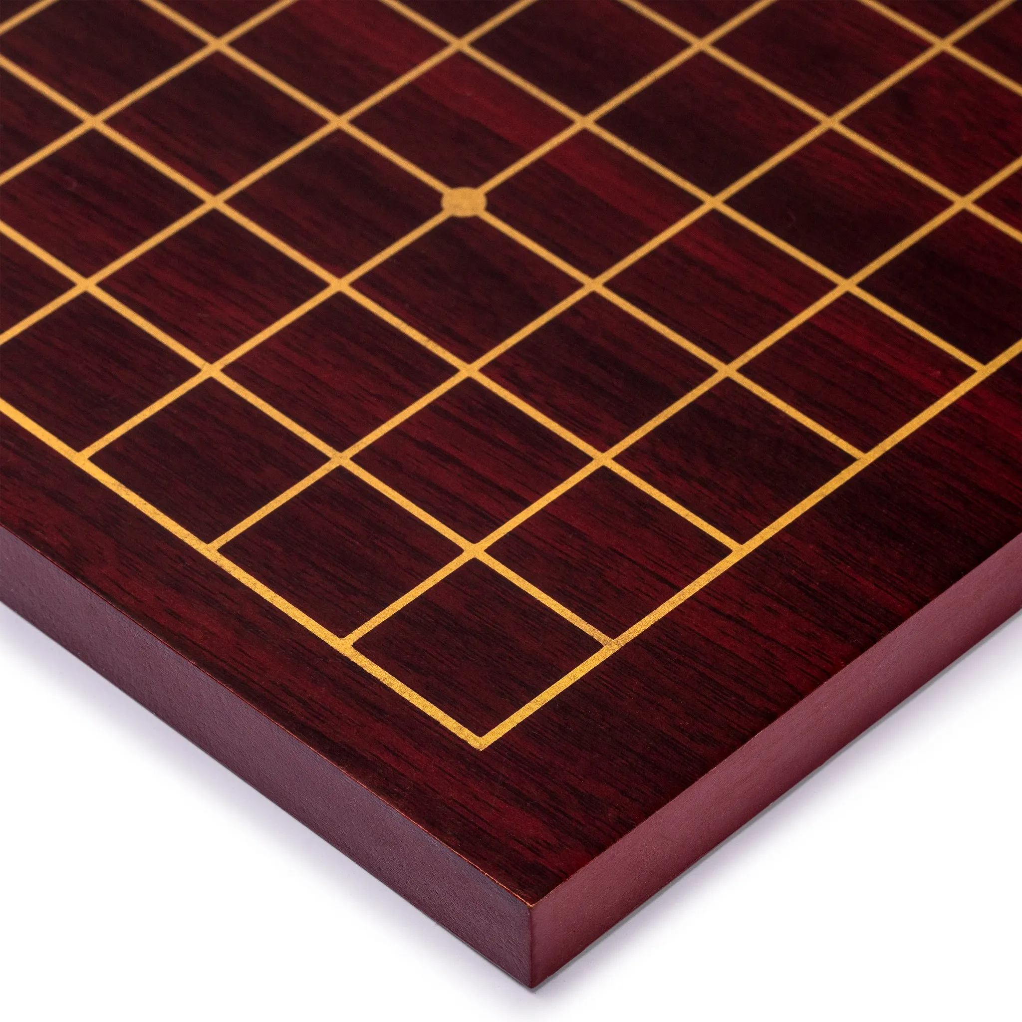 Dark Cherry Veneer 0.6-Inch Reversible Go Game Set Board with Double Convex Melamine Stones & Jujube Bowls