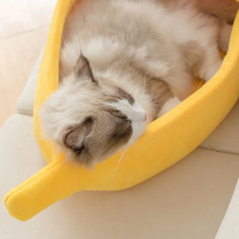 Funny Banana Cat Bed House Cute Cozy Cat Mat Beds Warm Durable