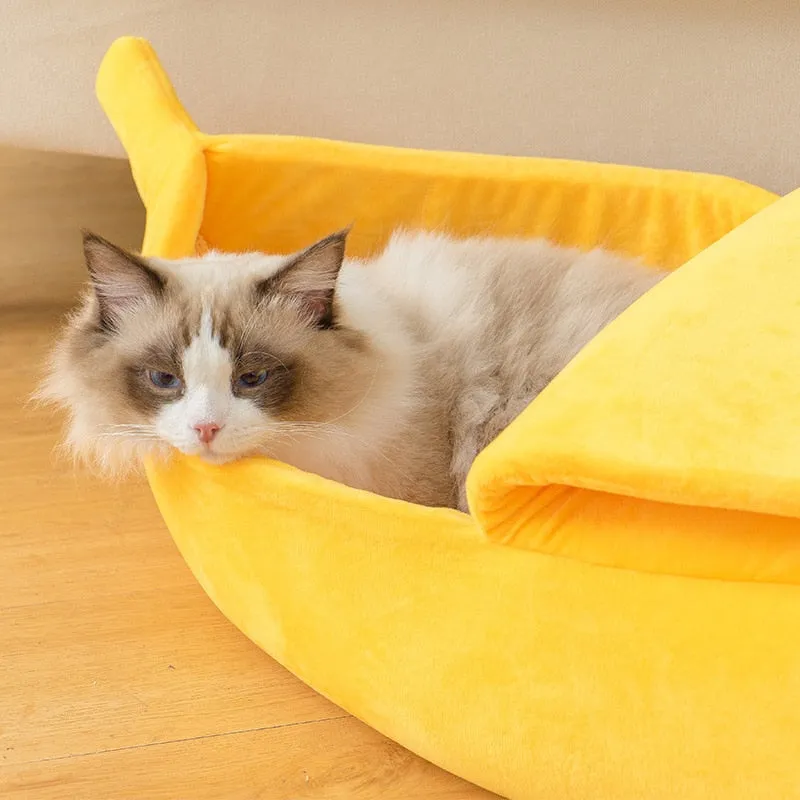 Funny Banana Cat Bed House Cute Cozy Cat Mat Beds Warm Durable