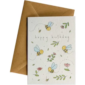 Happy Birthday Bees - Greeting Card