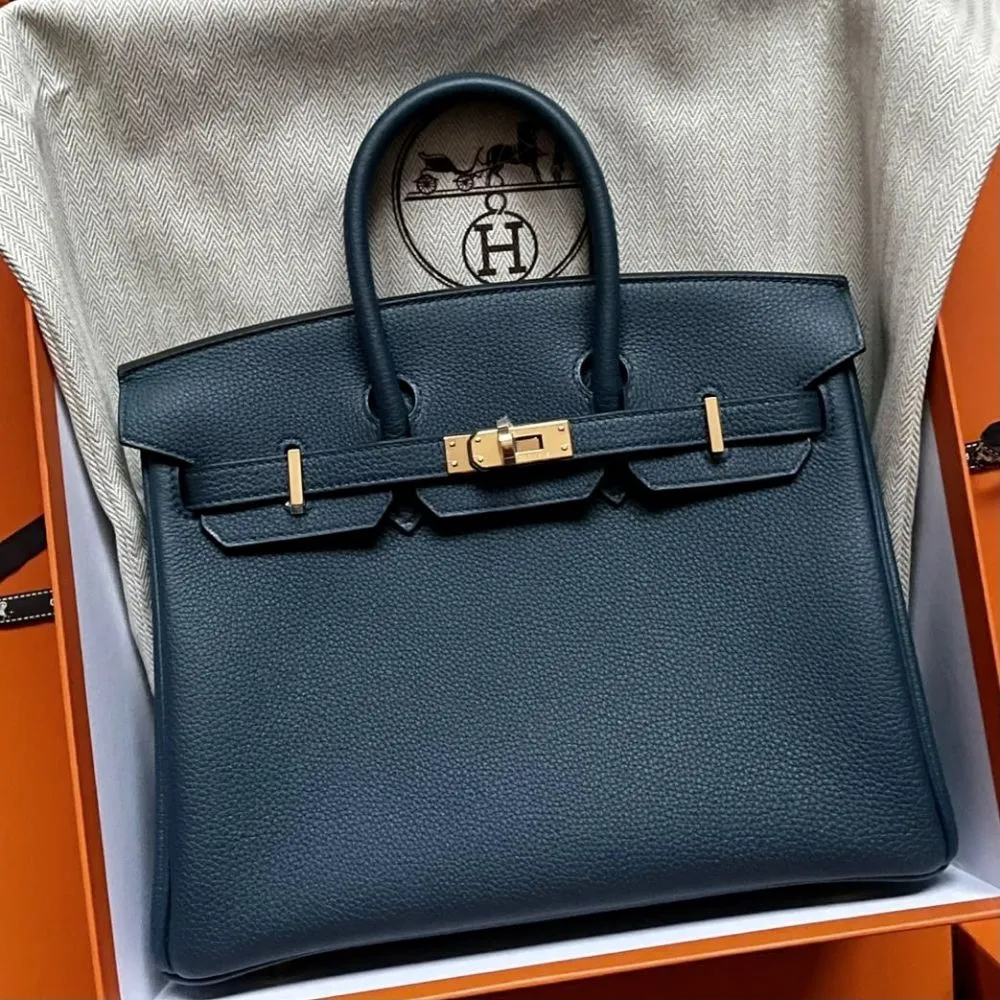 Hermès Birkin 25 Bleu de Prusse Togo Gold Hardware GHW