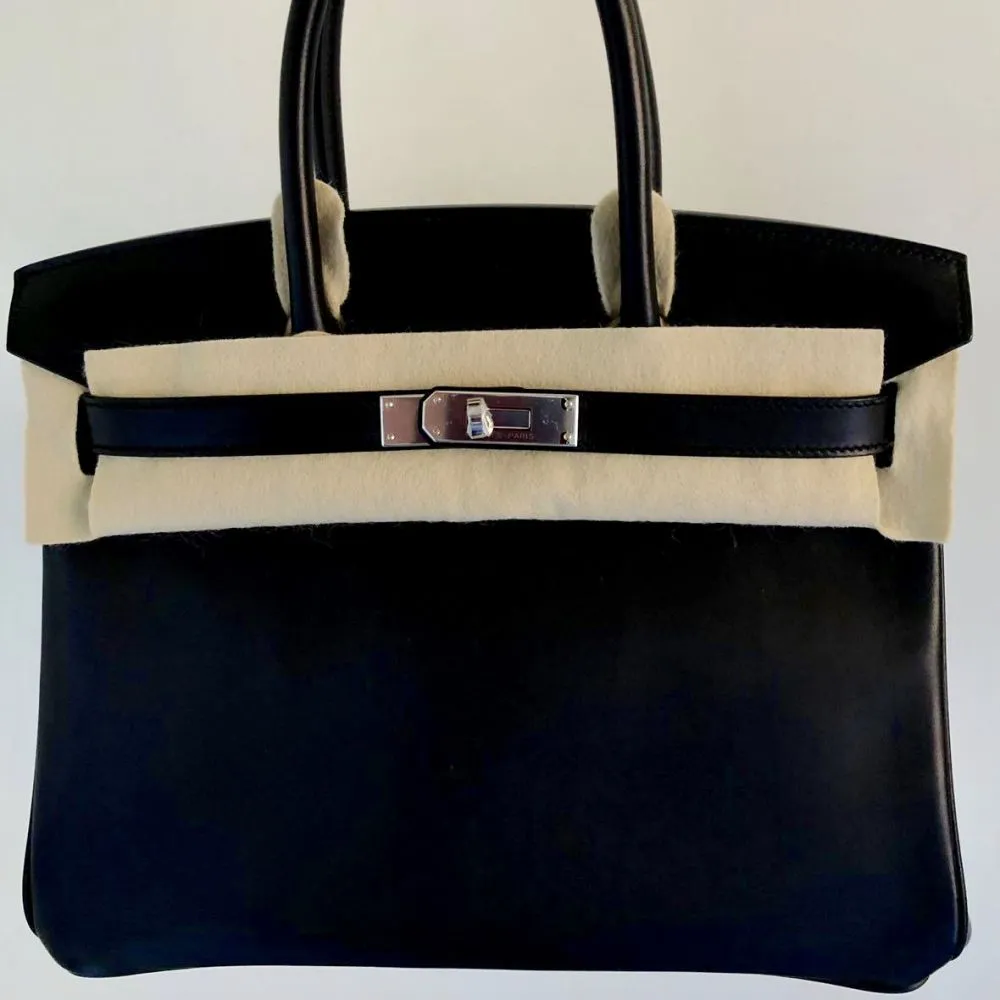 Hermès Birkin 30 Noir (Black) Evercalf Palladium Hardware PHW