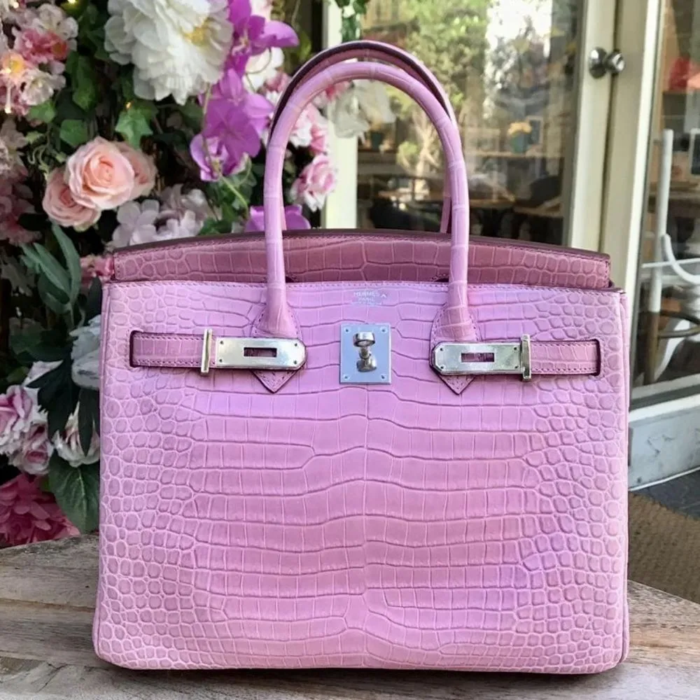 Hermès Birkin 30 Pink Bubblegum Crocodile Porosus Matte Palladium Hardware PHW