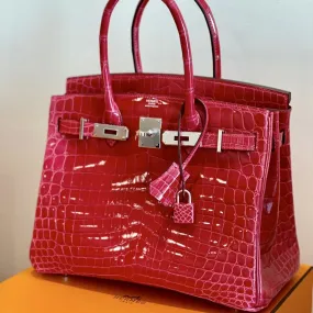 Hermès Birkin 30 Rose Extreme Crocodile Niloticus Lisse Palladium Hardware PHW