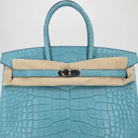 Hermès Birkin 35 Bleu St Cyr Alligator Mississippi Matte Palladium Hardware PHW