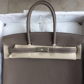 Hermès Birkin 35 Etoupe Togo Palladium Hardware PHW