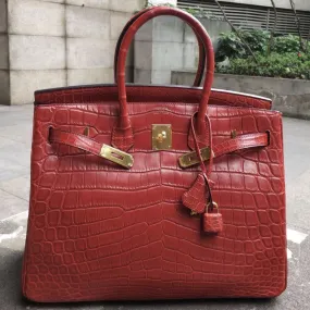 Hermès Birkin 35 Rouge H Crocodile Niloticus Matte Gold Hardware GHW