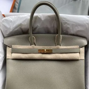 Hermès Birkin 35 Sauge Taurillon Clemence Gold Hardware GHW