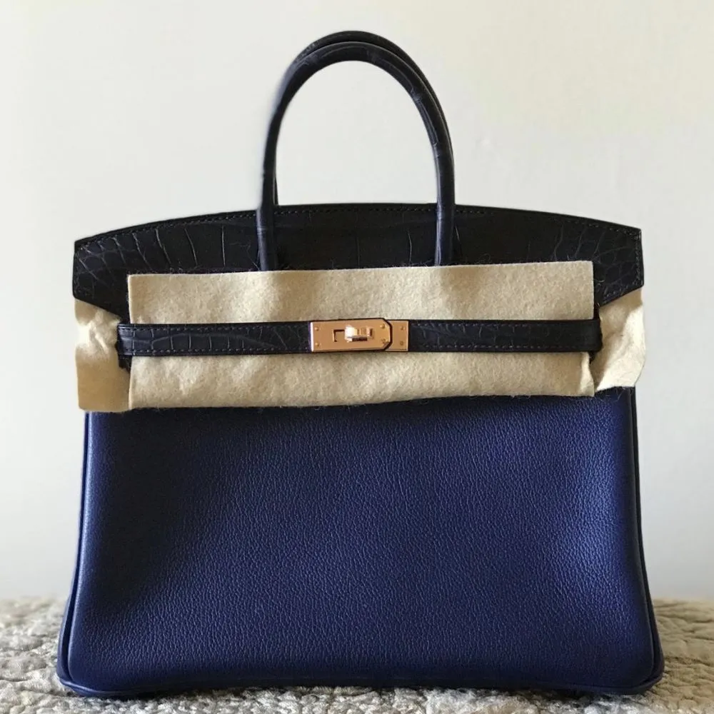 Hermès Birkin Limited Edition 25 Bleu Saphir Touch Taurillon Novillo Rose Gold Hardware RGHW