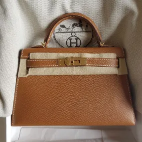 Hermès Kelly 20 Gold Sellier Epsom Gold Hardware GHW