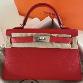 Hermès Kelly 20 Rouge de Coeur Sellier Epsom Palladium Hardware PHW