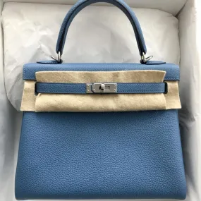 Hermès Kelly 25 Bleu Azur Togo Palladium Hardware PHW