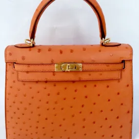 Hermès Kelly 25 Tangerine Sellier Epsom Gold Hardware GHW