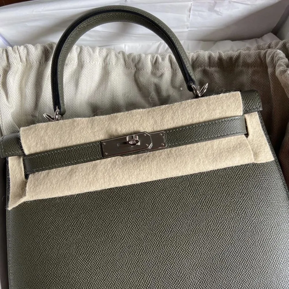 Hermès Kelly 28 Vert de Gris Sellier Epsom Palladium Hardware PHW