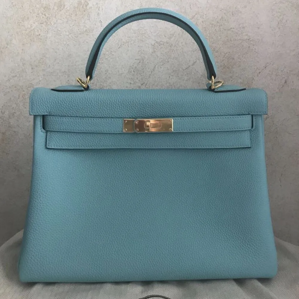 Hermès Kelly 32 Bleu Atoll Togo Gold Hardware GHW