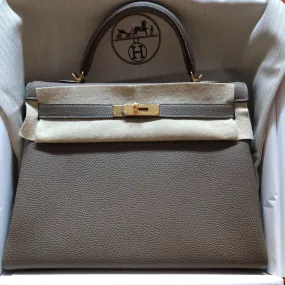 Hermès Kelly 32 Etoupe Togo Gold Hardware GHW