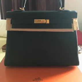 Hermès Kelly 32 Vert Fonce Togo Gold Hardware GHW