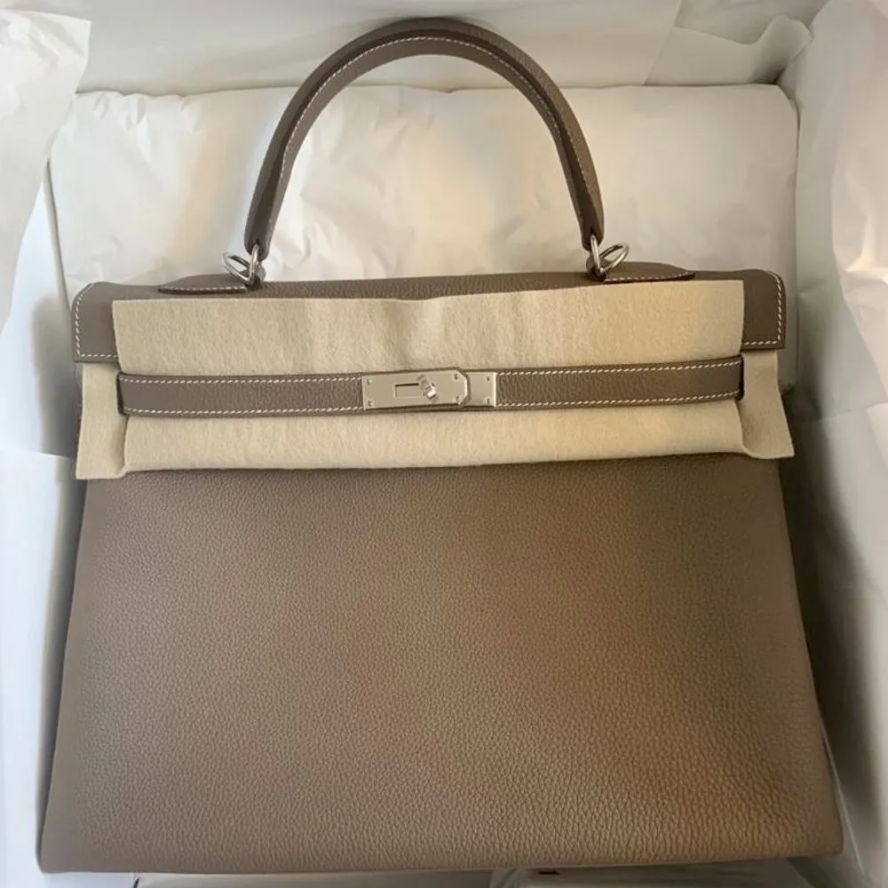 Hermès Kelly 35 Etoupe Togo Palladium Hardware PHW