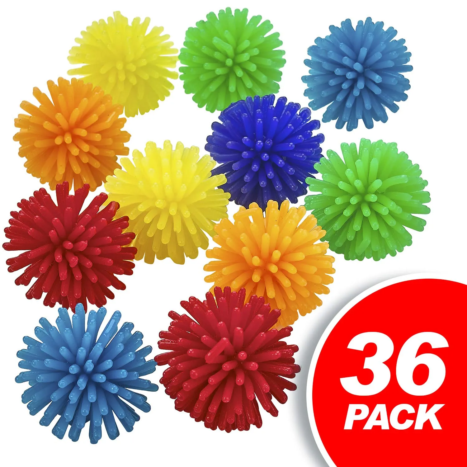 Kicko Mini Porcupine Hedgehog Ball - 36 Pack - 1.3 Inch - for Kids, Party Favors, Stocking