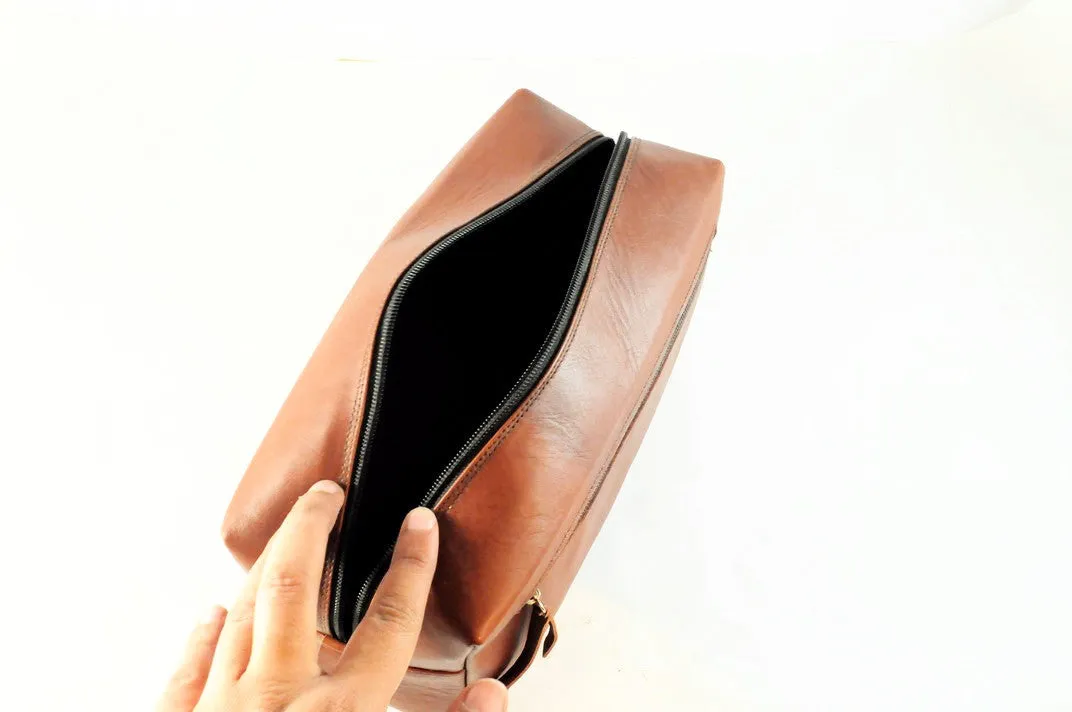 Leather Cosmetic & Toiletry Bag