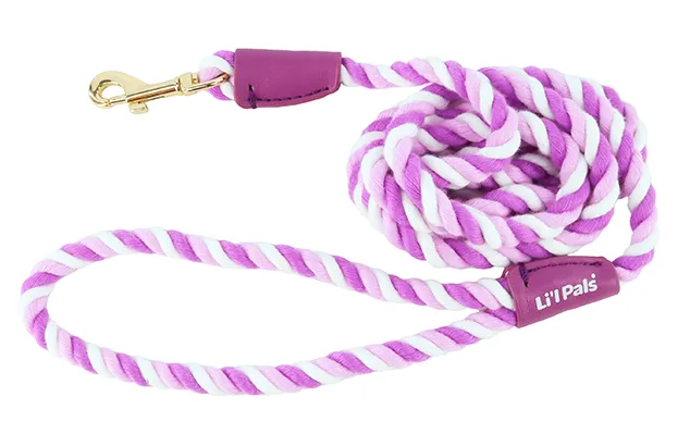 Li'l Pals Dog Leash CndyStrpd Rope Orchid Petite 3/8"x6'