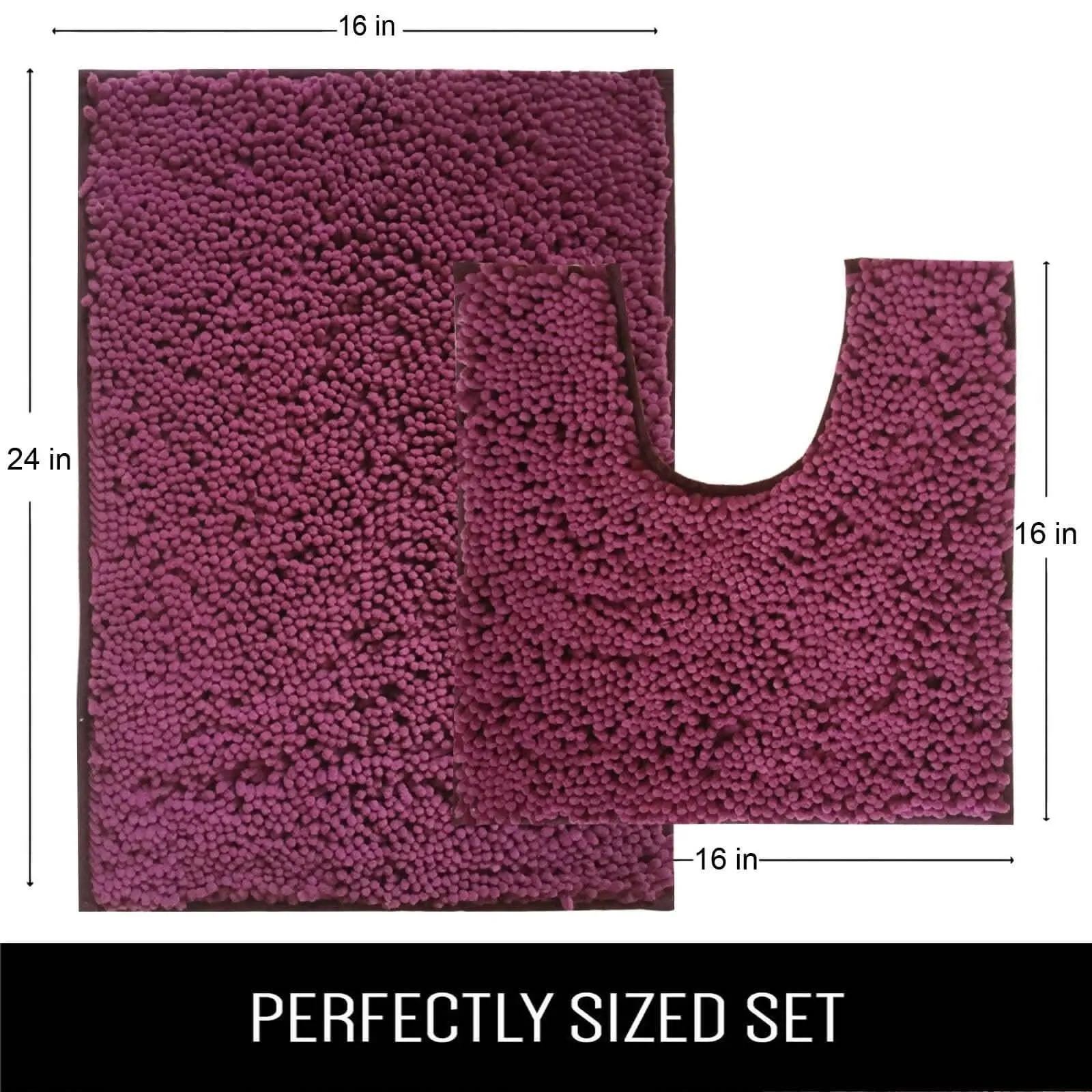 Lushomes Bathroom Mat (2200 GSM Floor, Bathmat Size 16 x 24 Inch, Contour Size 16 x 16 Inch, Purple)