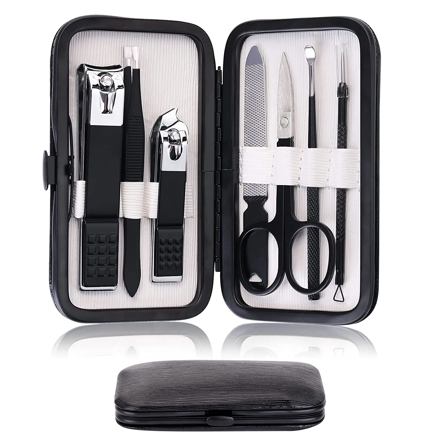 Manicure Set Professional Grooming Kits, Clippers Pedicure Kit 8Pcs Pedicure Set Tools with Aceoce Luxurious Travel Case for Women Men Home or Salon Best Gift