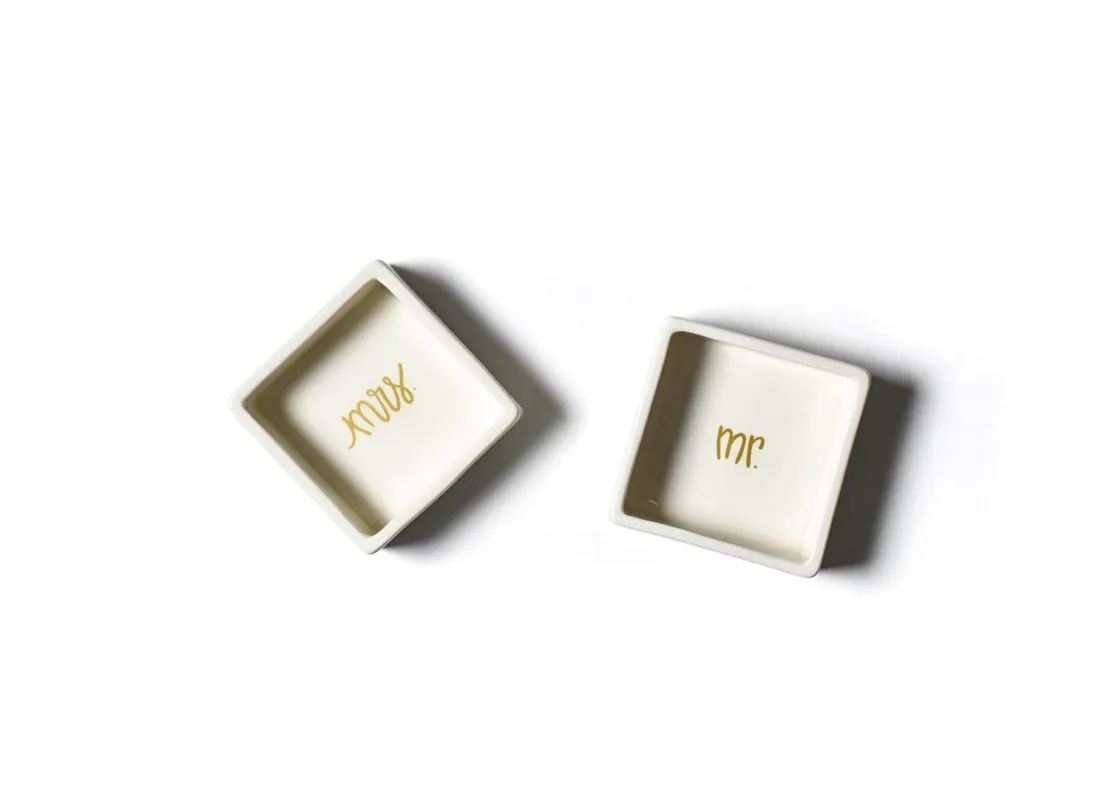 Mr. and Mrs. Square Trinket Bowls, Set of 2