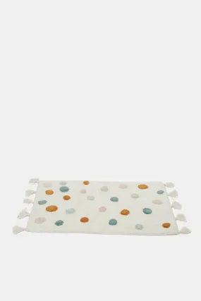 Multicolour Dots Embellished Cotton Bathmat