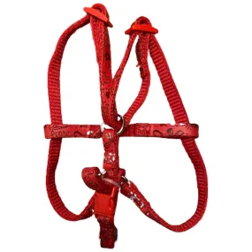 Patterned Dog Harness Red - Adjustable Bright Durable Pet Accessory