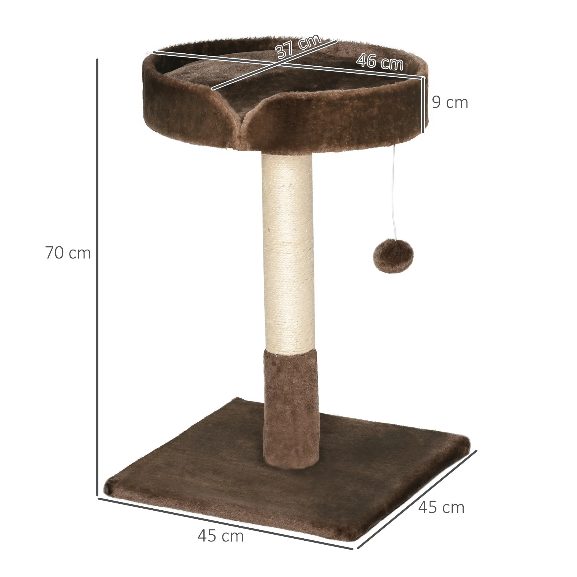 PawHut Small Cat Tree for Indoor Cats with Sisal Scratching Post Kitten Bed Cushion Ball Toy