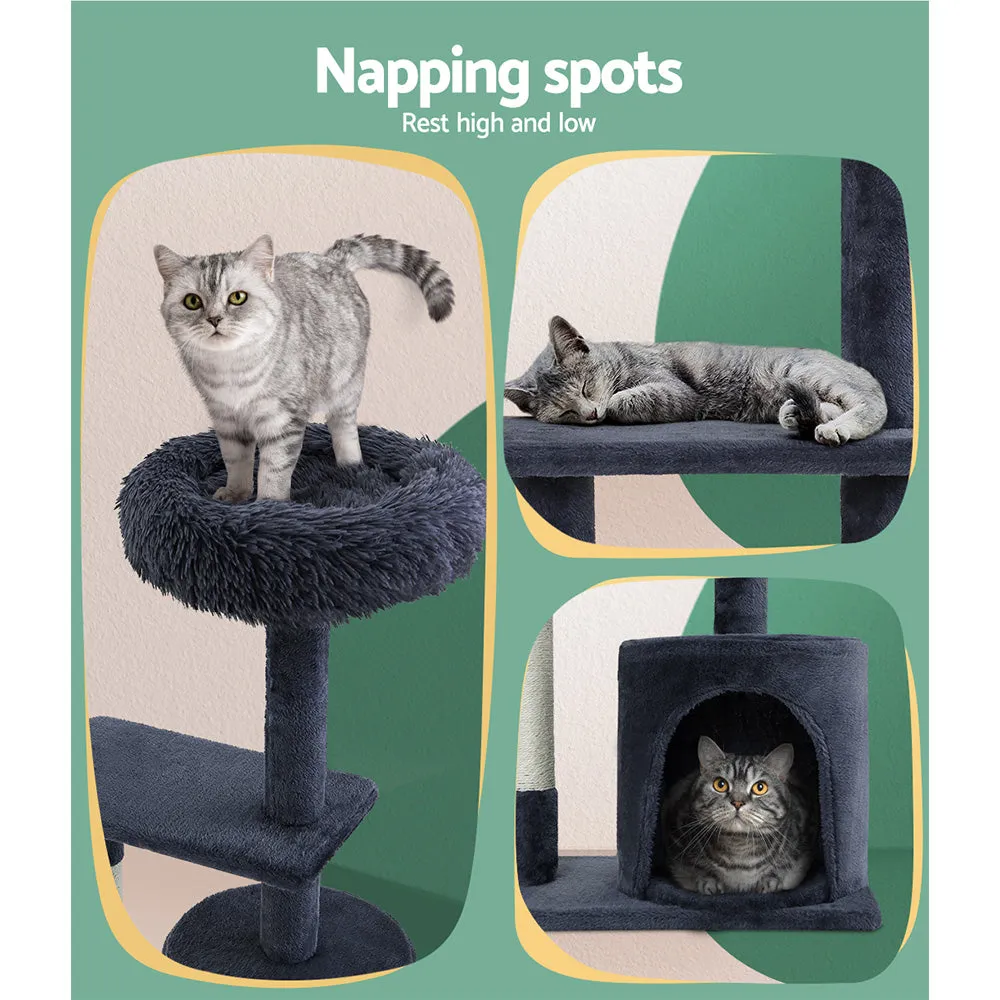 Plush Velvet Multi-level Cat Tree, Natural Sisal Posts - i.Pet