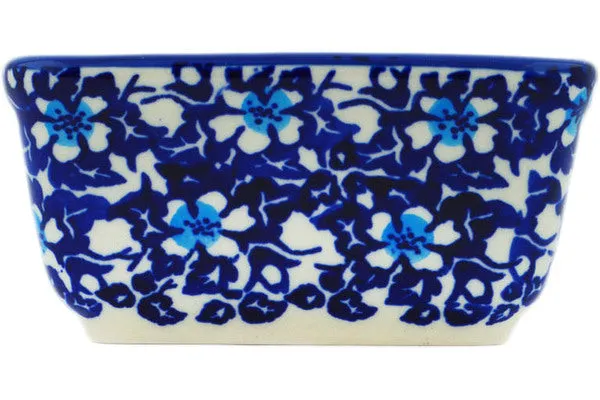 Polish Pottery 4" Square Bowl Flowers On The Lake