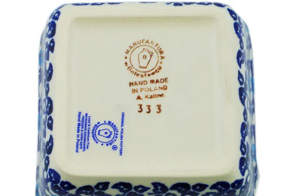 Polish Pottery 4" Square Bowl Flowers On The Lake