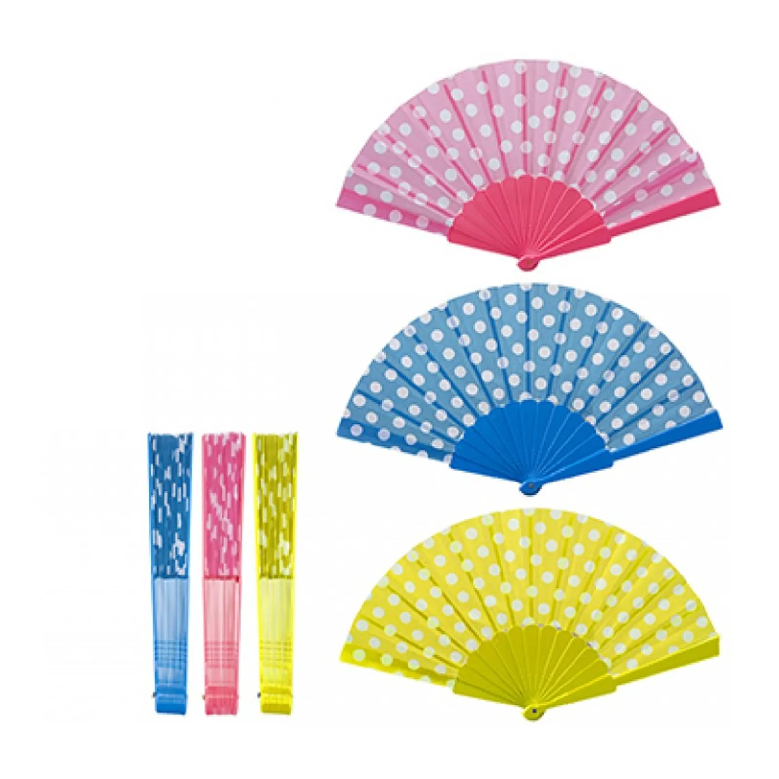 Polka Dot Foldable Hand Fan 23cm Assorted